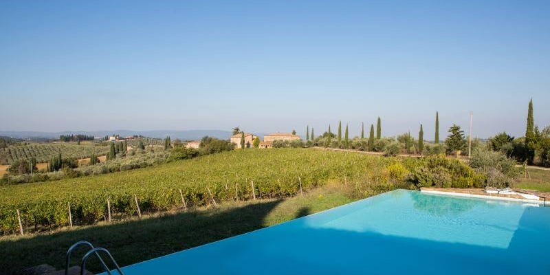 Budget friendly accommodation for 9 people with swimming pool in the Chianti region pool view