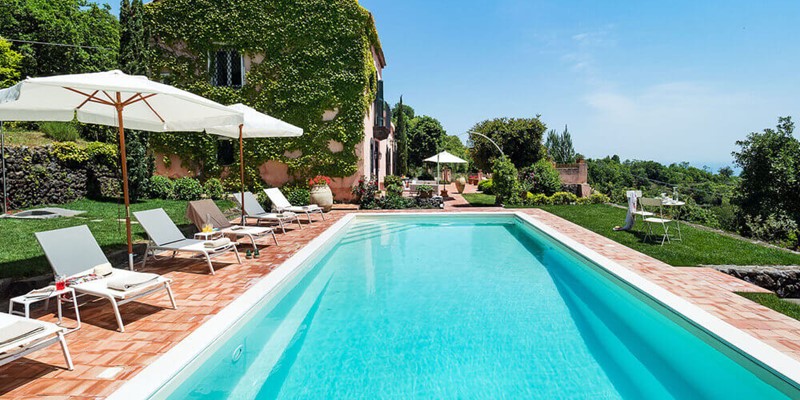 villa with private pool & sea views on the slopes of Mount Etna